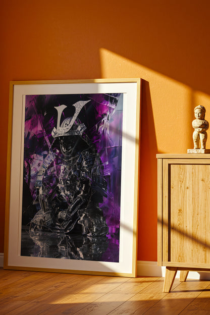 Chrome Prism Samurai Print - Violet Metallic Reflection Poster | Samurai Legacy