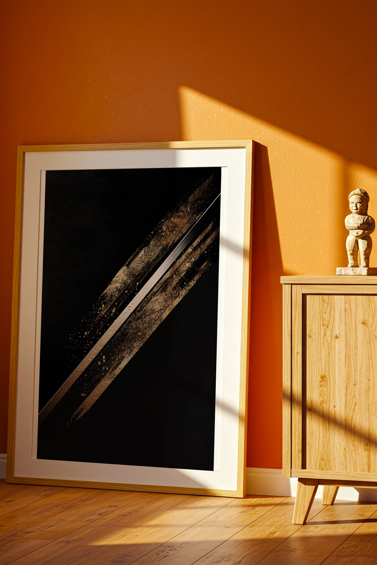 Katana Blade Gold Leaf Print - Minimalist Sword Poster | Samurai Legacy