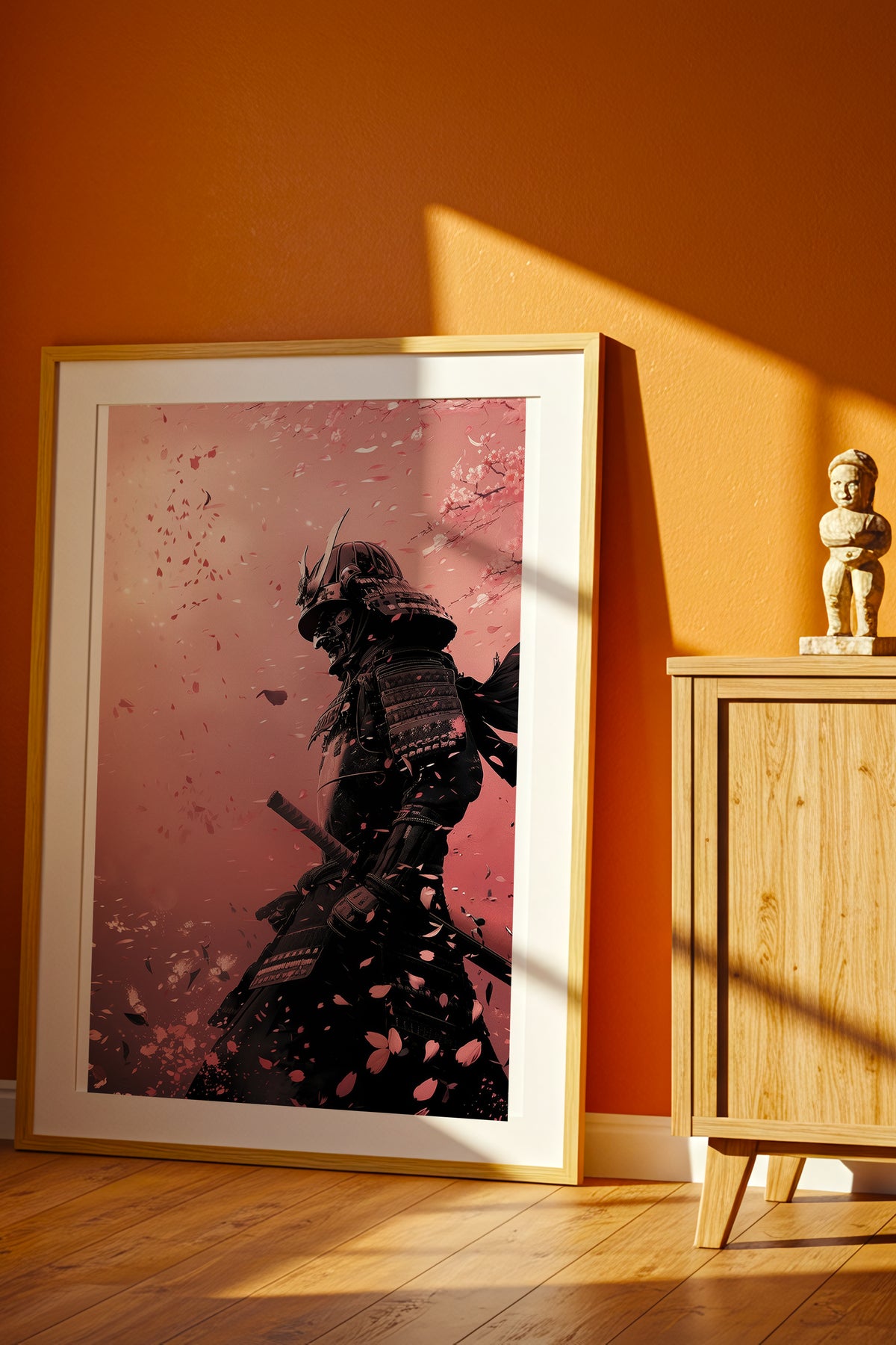 Cherry Blossom Samurai Print - Sakura Petal Pink Poster | Samurai Legacy
