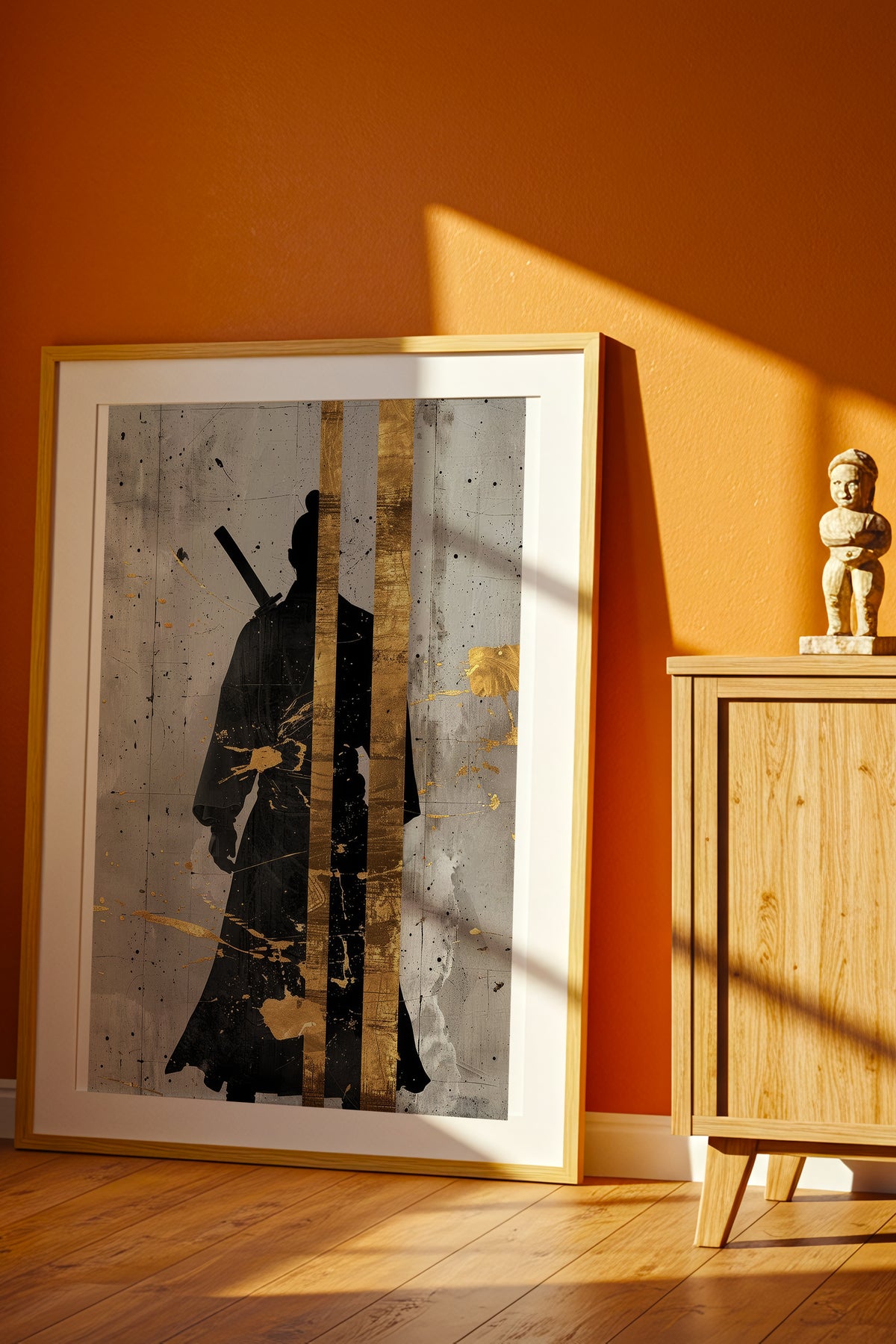 Gold Leaf Samurai Print - Abstract Japanese Art Poster | Samurai Legacy