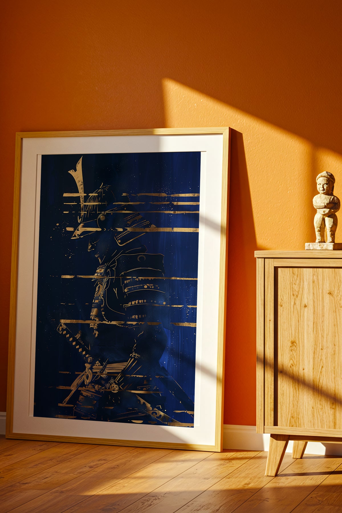 Indigo Gold Samurai Print - Navy Gilded Art Poster | Samurai Legacy