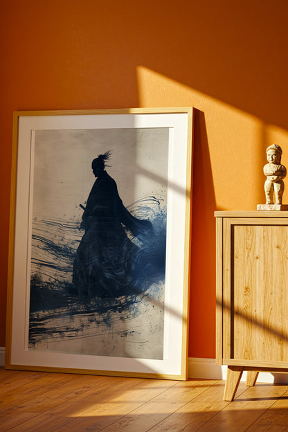 Walking Samurai Silhouette Art Print - Indigo Ink Movement | Samurai Legacy