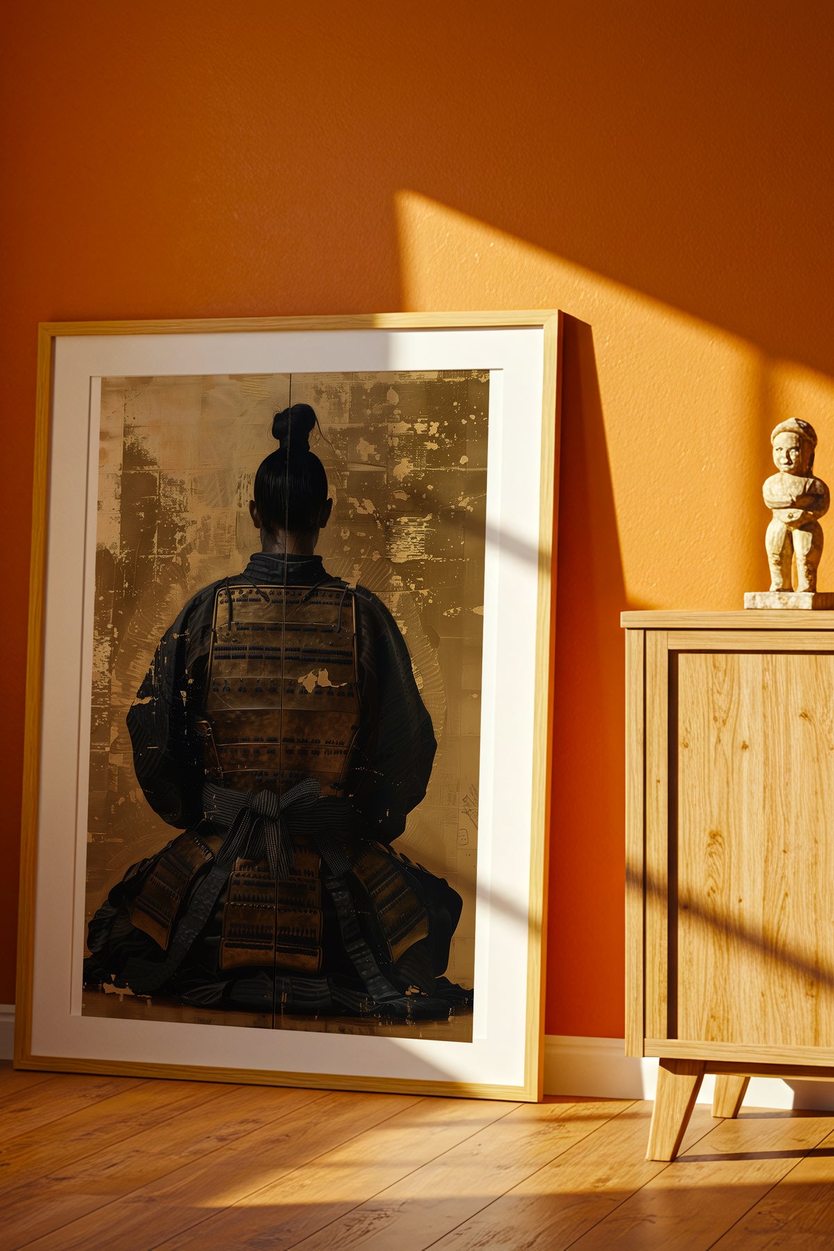 Seated Samurai Armor Poster - Gold Leaf Japanese Wall Art | Samurai Legacy