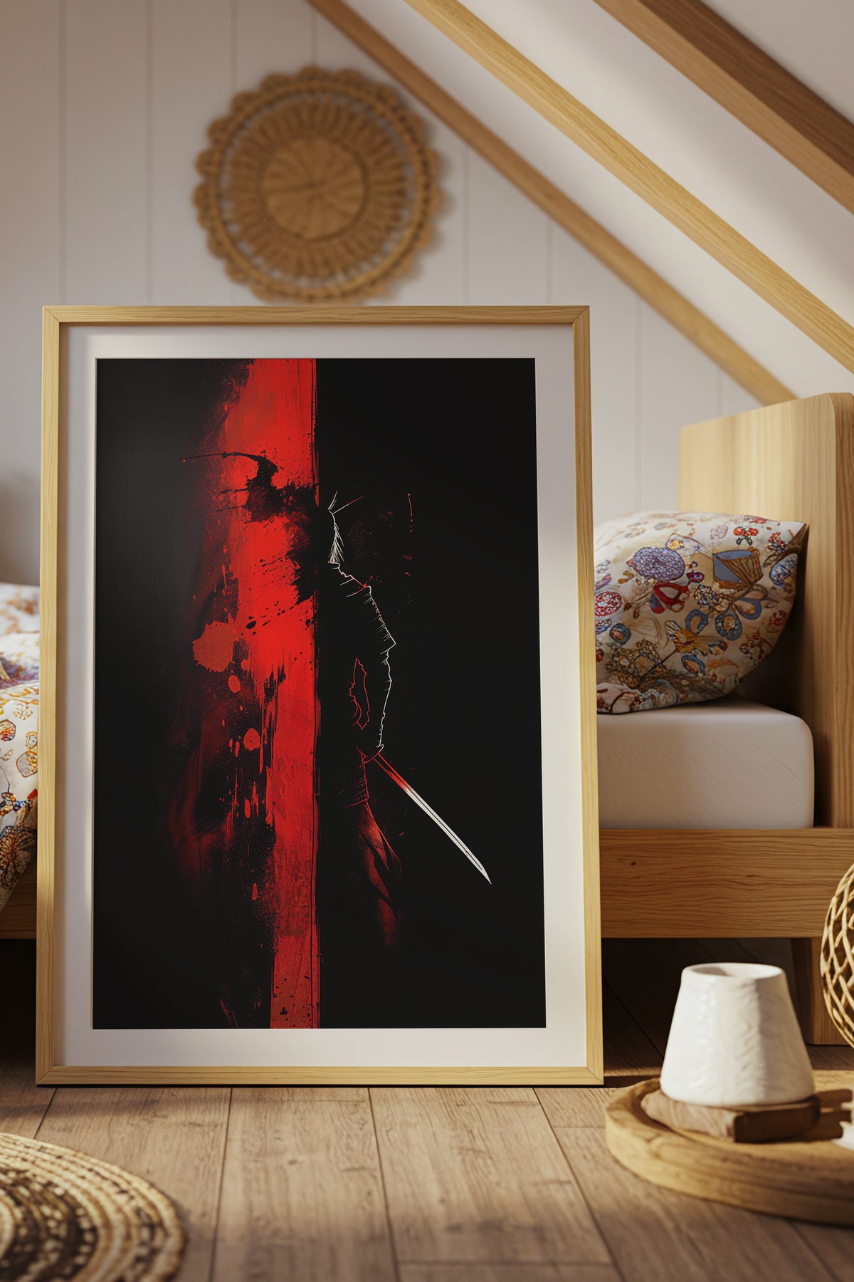 Crimson Divide Samurai Print - Dark Dualism Art | Samurai Legacy
