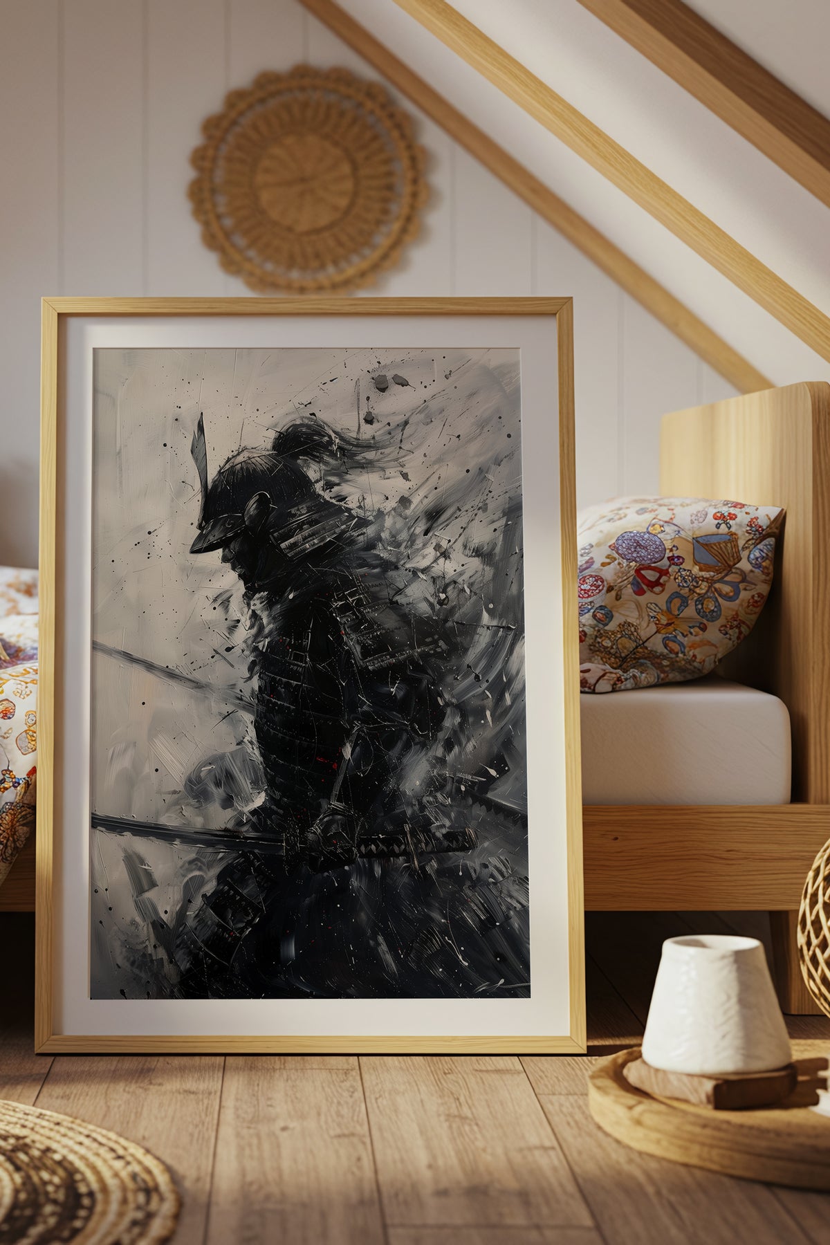 Silver Wash Samurai Profile Print - Charcoal Poster | Samurai Legacy