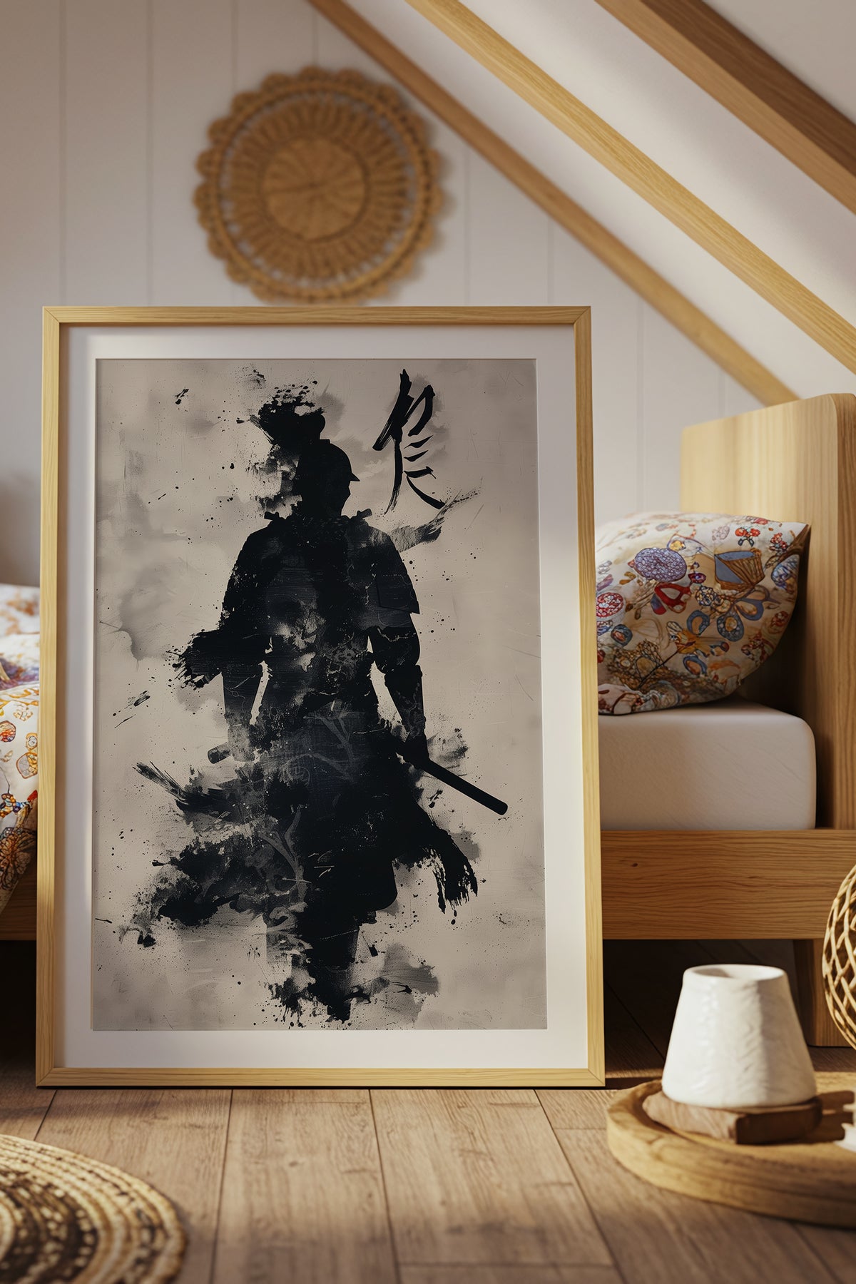 Kanji Calligraphy Samurai Print - Sumi Ink Wash Art | Samurai Legacy