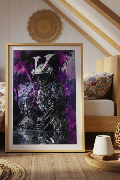 Chrome Prism Samurai Print - Violet Metallic Reflection Poster | Samurai Legacy