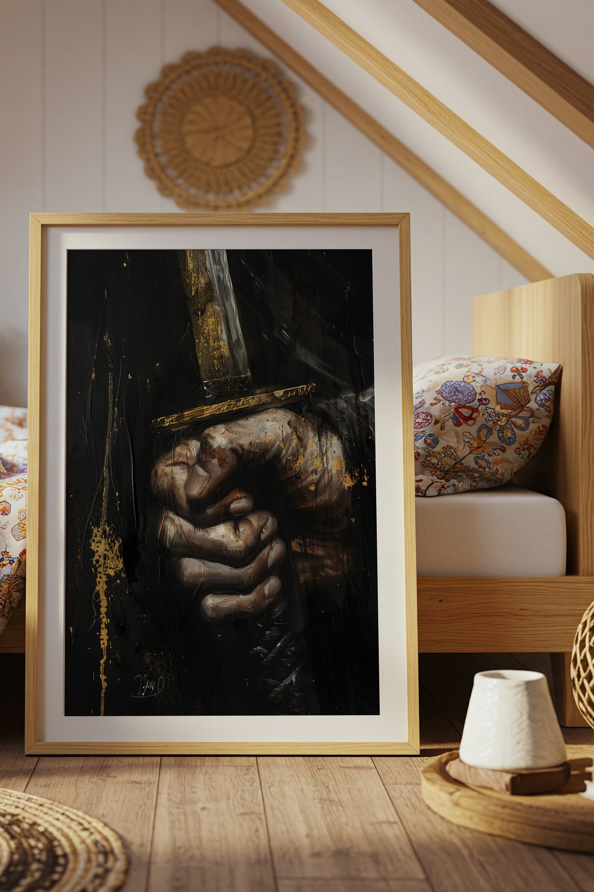 Katana Sword Hand Gold Art Print - Oil Painting style | Samurai Legacy