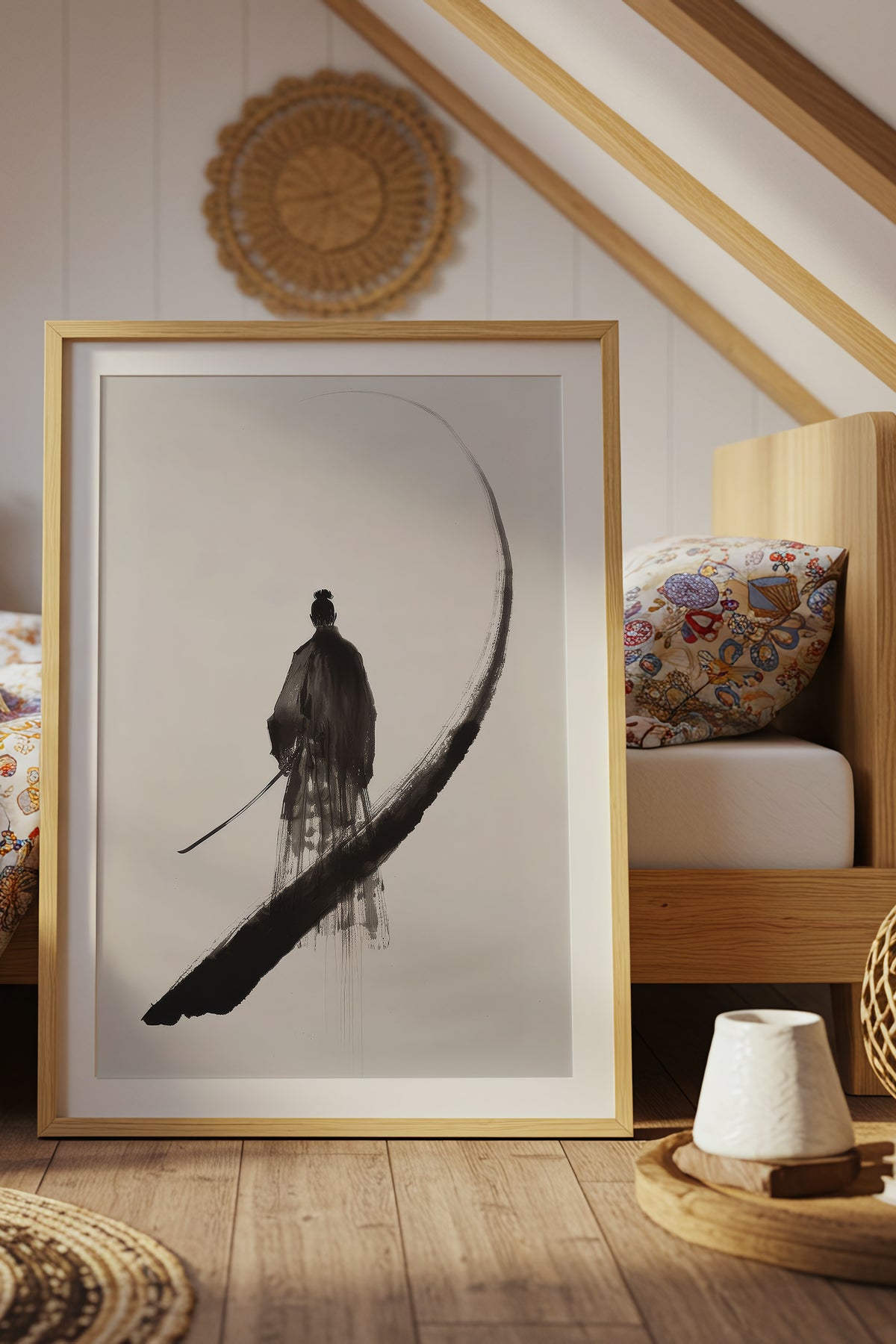 Enso Crescent Samurai Print - Minimalist Ink Poster | Samurai Legacy