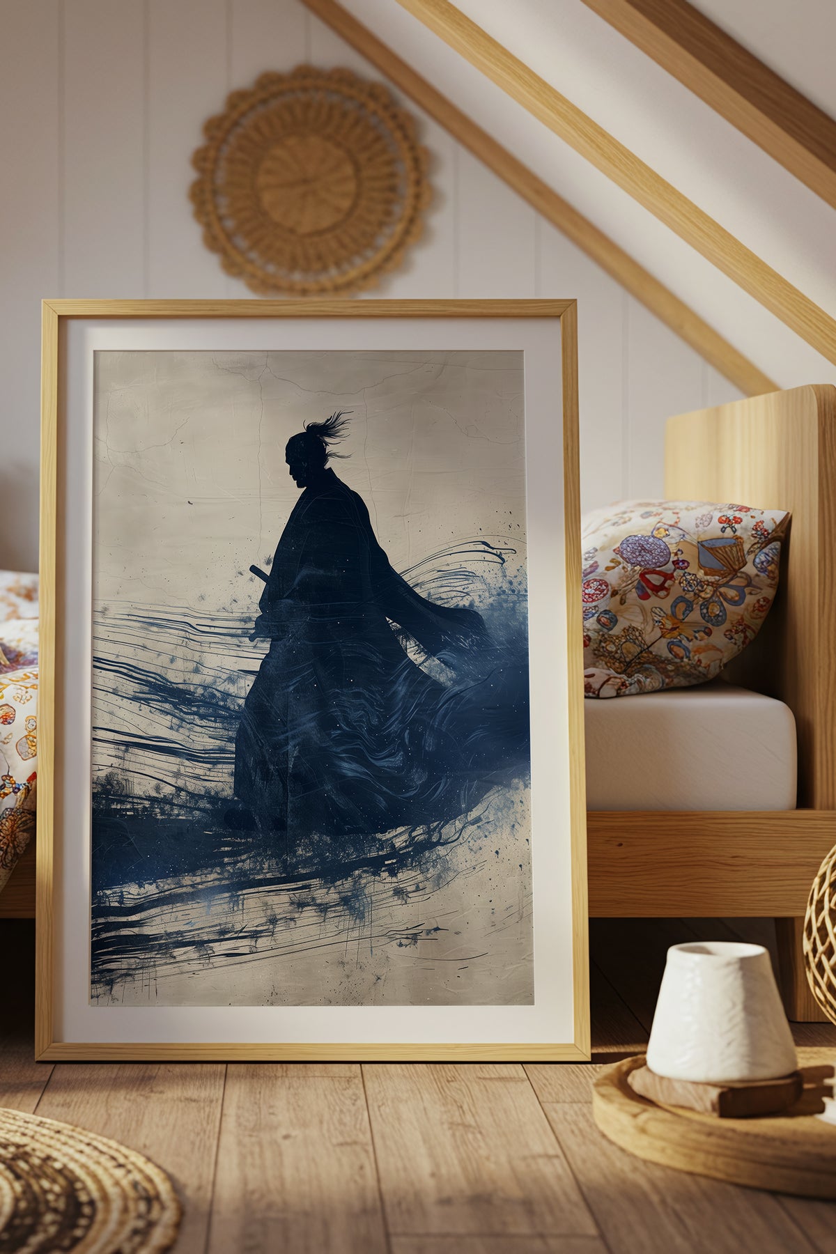 Walking Samurai Silhouette Art Print - Indigo Ink Movement | Samurai Legacy