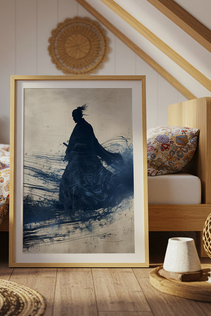 Walking Samurai Silhouette Art Print - Indigo Ink Movement | Samurai Legacy