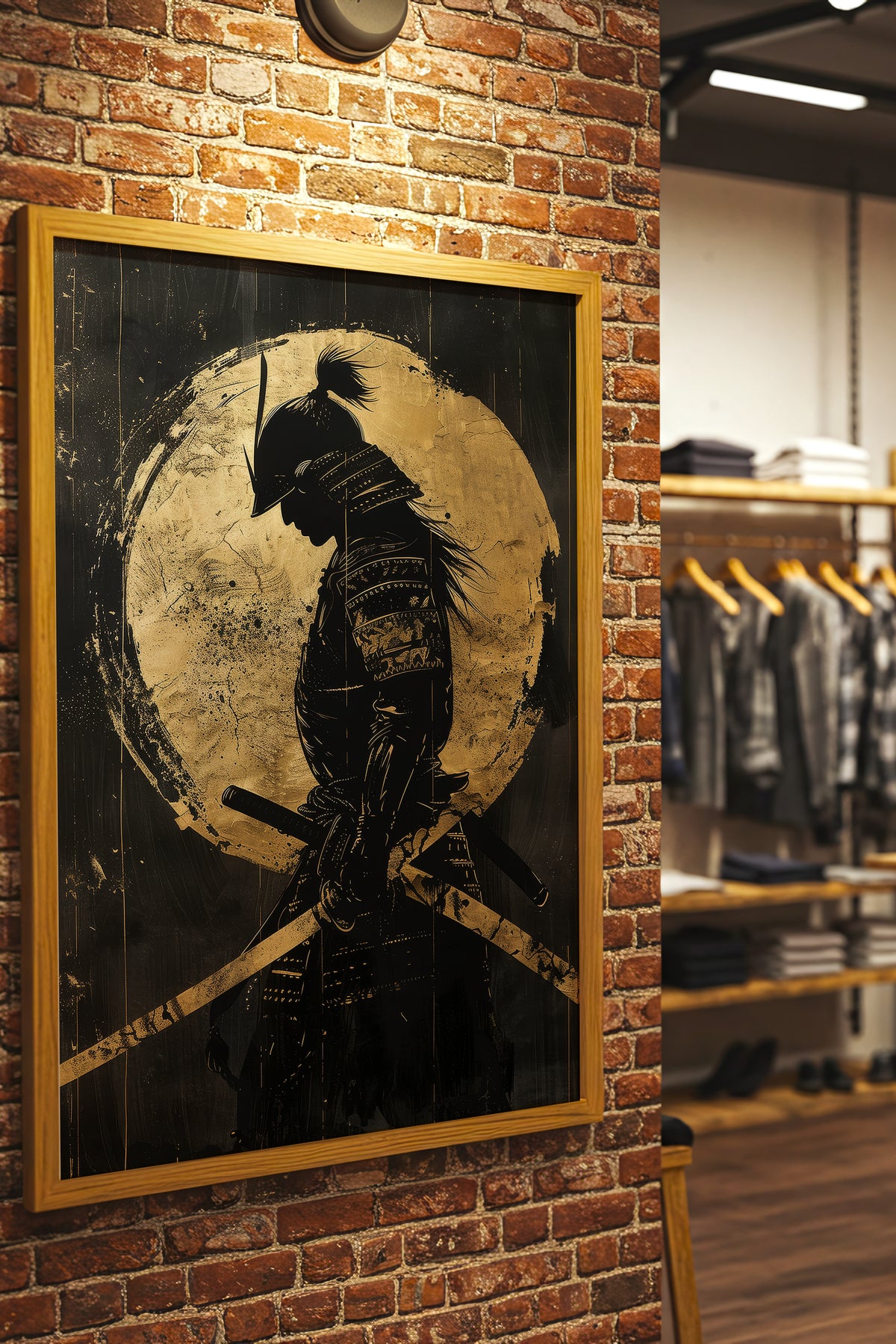 Gold Leaf Dual Katana Samurai Print - Obsidian Art | Samurai Legacy