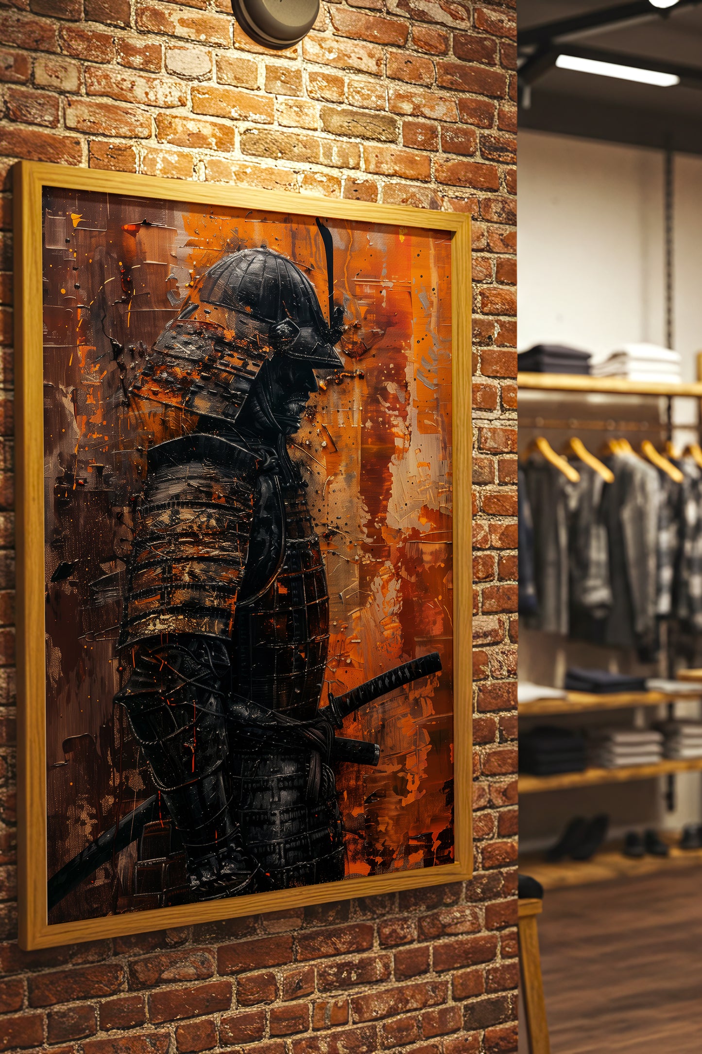 Amber Gold Samurai Print - Texture Oil Painting Poster | Samurai Legacy