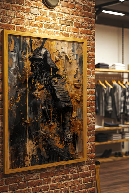 Gold Leaf Impasto Samurai Print - Obsidian Shogun Art | Samurai Legacy