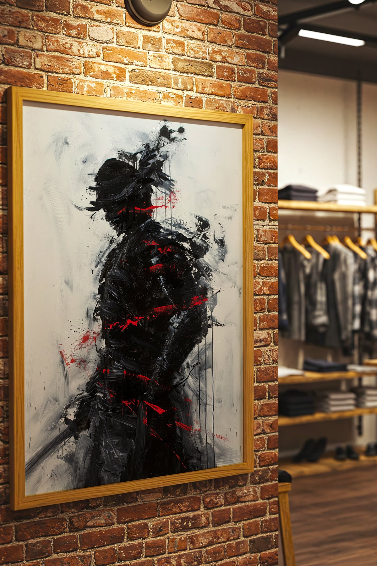 Charcoal Splatter Samurai Print - Raw Action Oil Poster | Samurai Legacy