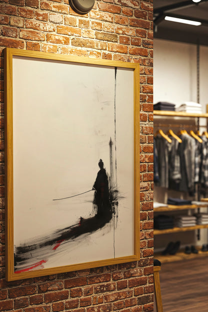 Minimalist Ink Samurai Print - Zen Solitary Art Poster | Samurai Legacy