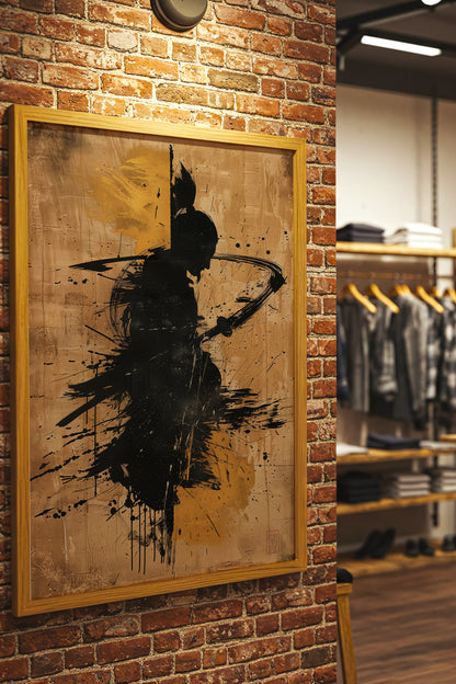 Gold Leaf Calligraphy Samurai Print - Sumi Art Poster | Samurai Legacy