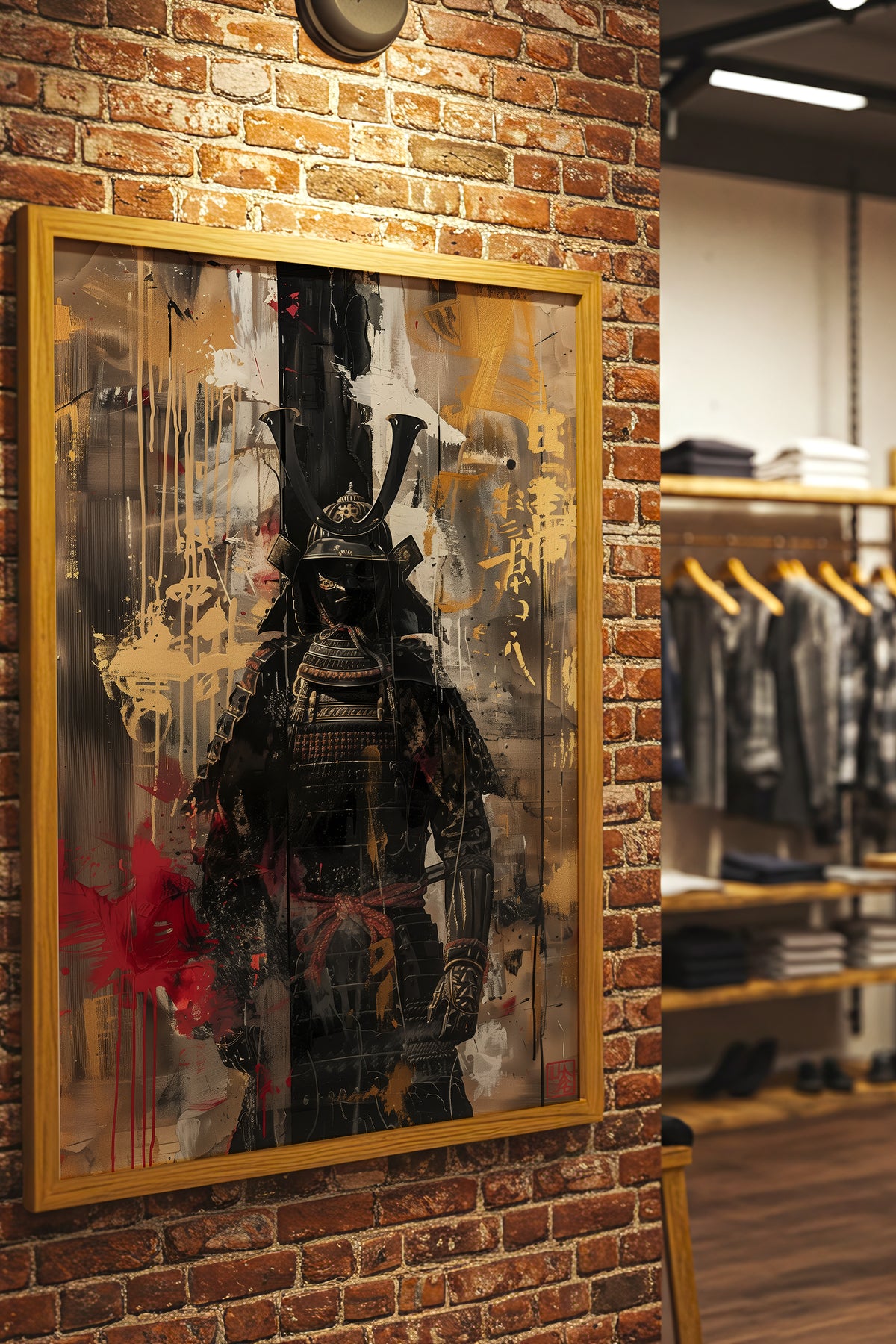 Gold Leaf Street Samurai Print - Mixed Media Poster | Samurai Legacy