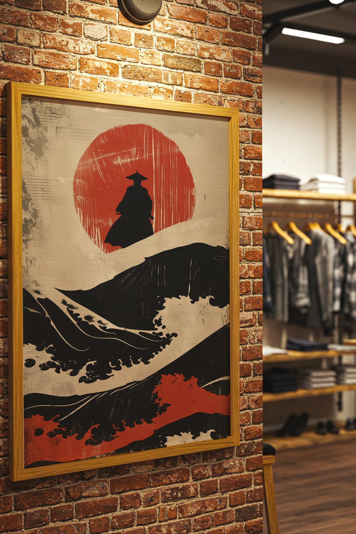 Great Wave Samurai Silhouette Print - Woodblock Art | Samurai Legacy