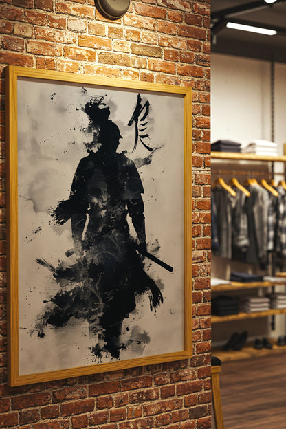 Kanji Calligraphy Samurai Print - Sumi Ink Wash Art | Samurai Legacy