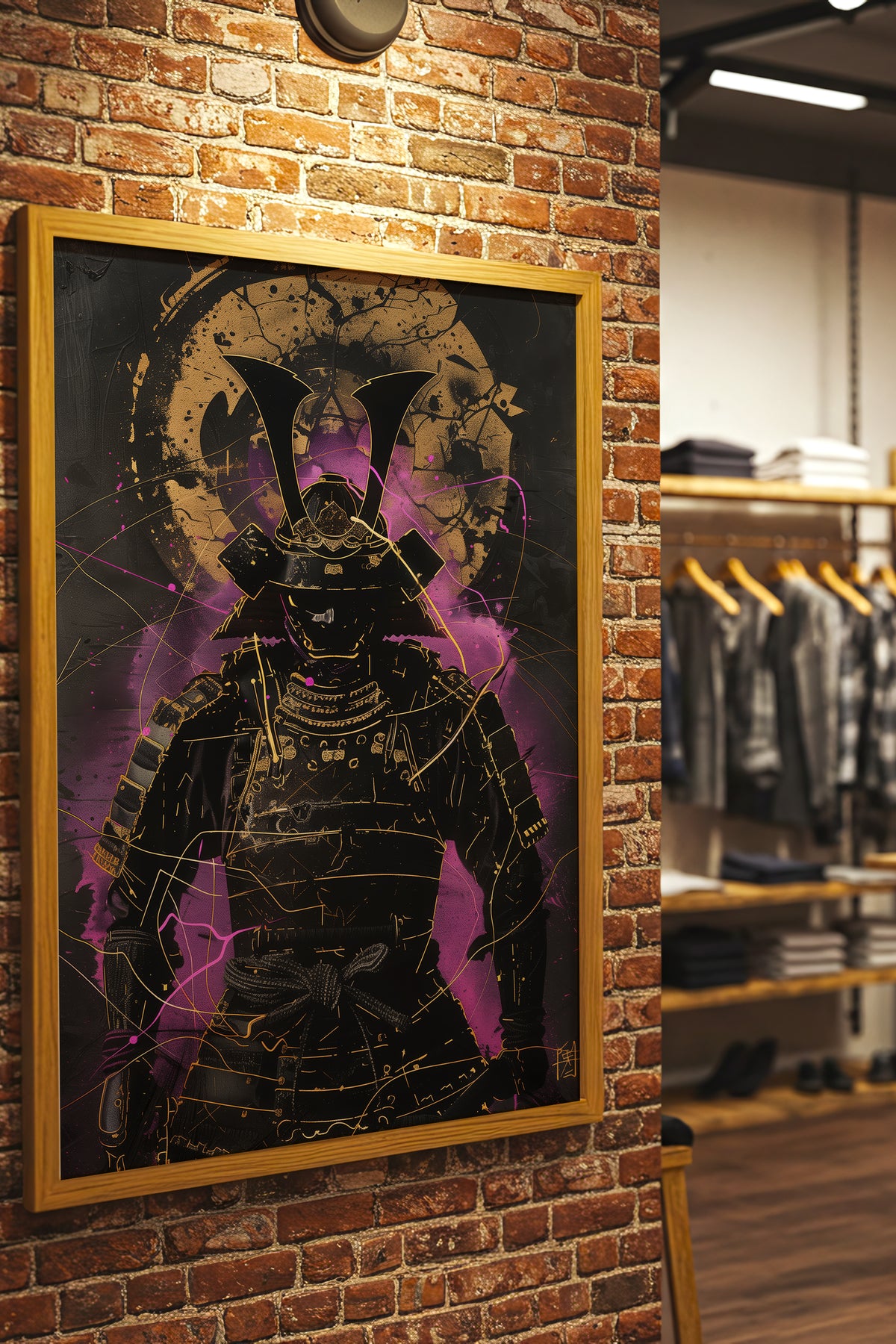Neon Purple Samurai Print - Cyberpunk Shogun Art | Samurai Legacy