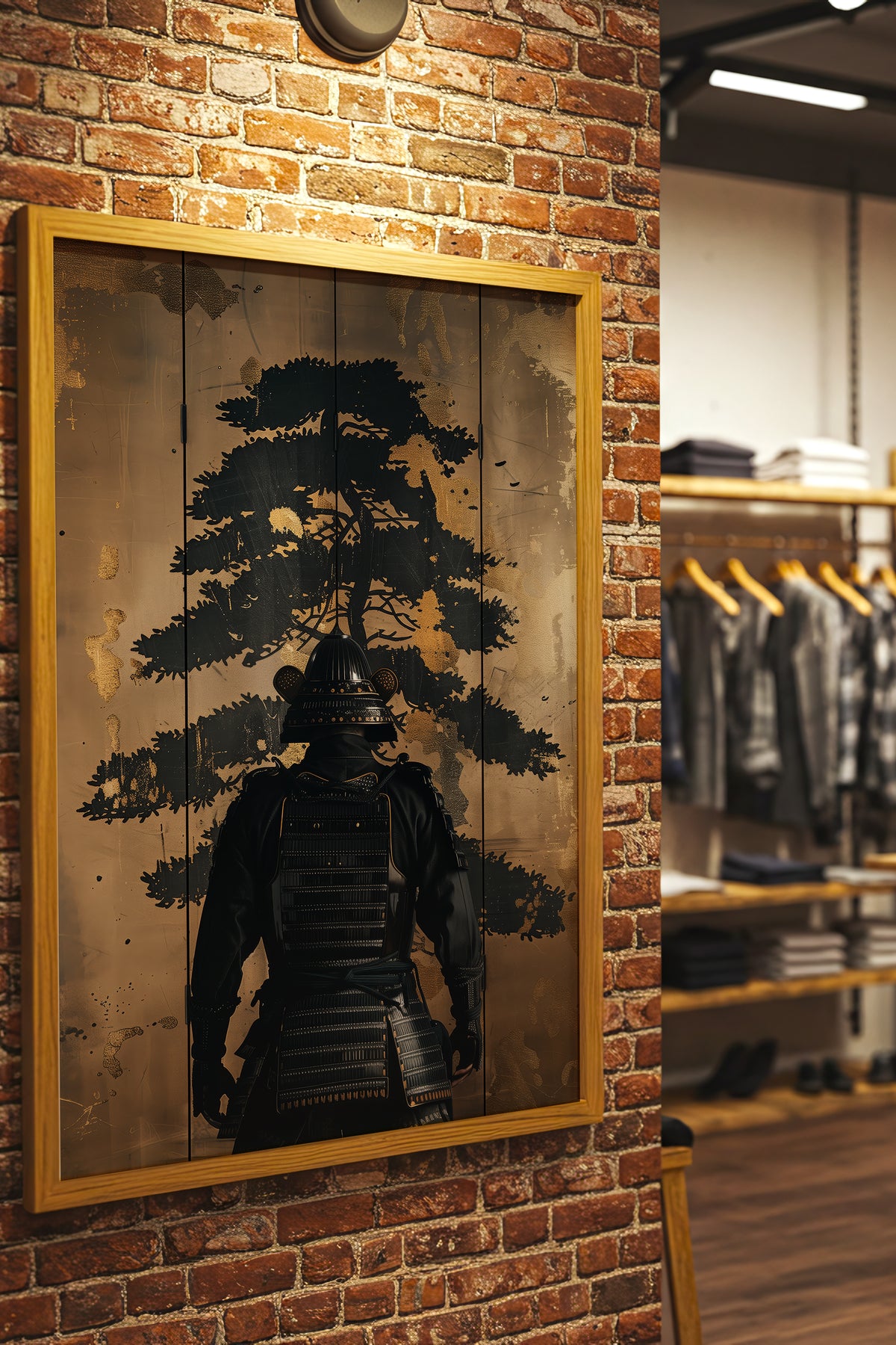 Golden Pine Samurai Screen Print - Folding Screen Art | Samurai Legacy