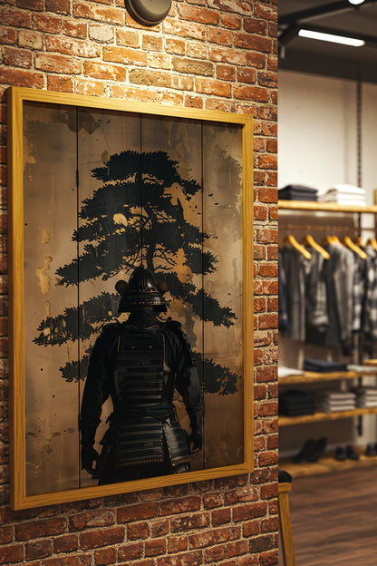 Golden Pine Samurai Screen Print - Folding Screen Art | Samurai Legacy