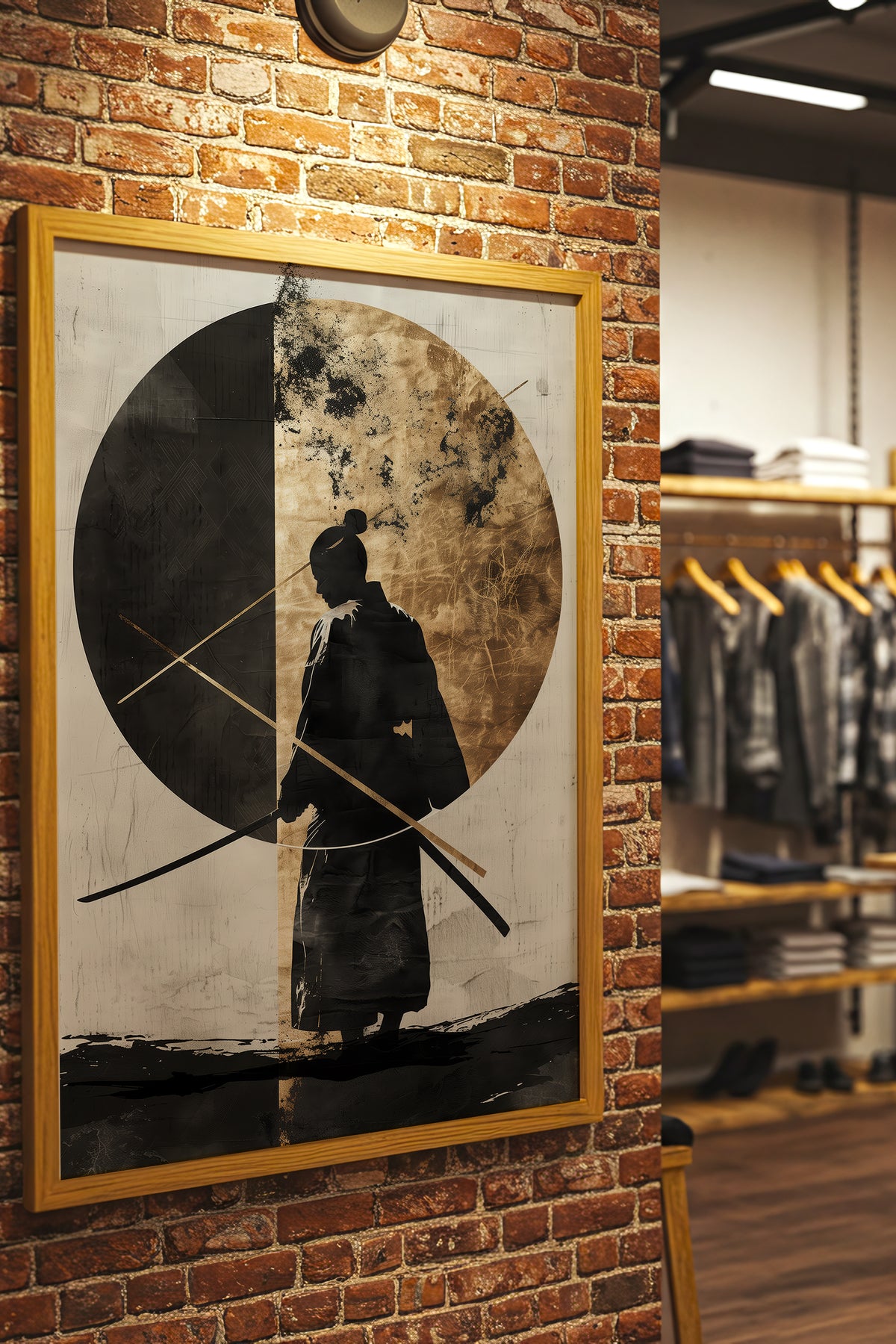 Dual Gold Sphere Samurai Print - Zen Minimalist Poster | Samurai Legacy
