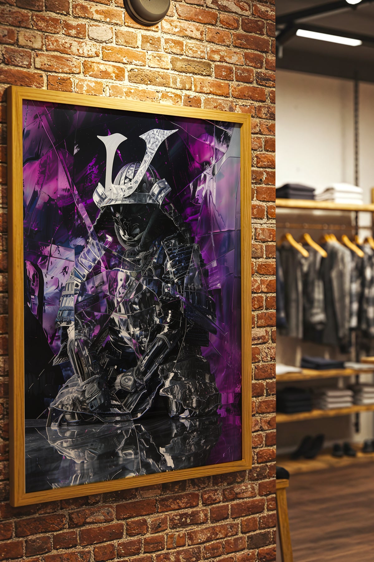 Chrome Prism Samurai Print - Violet Metallic Reflection Poster | Samurai Legacy