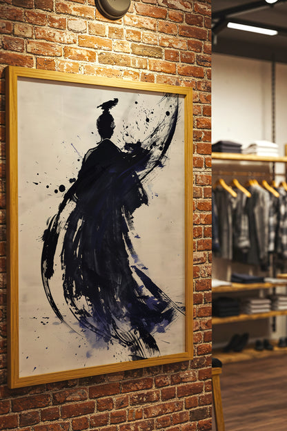 Sumi-e Crow Samurai Print - Ink Wash Brushstroke Poster | Samurai Legacy