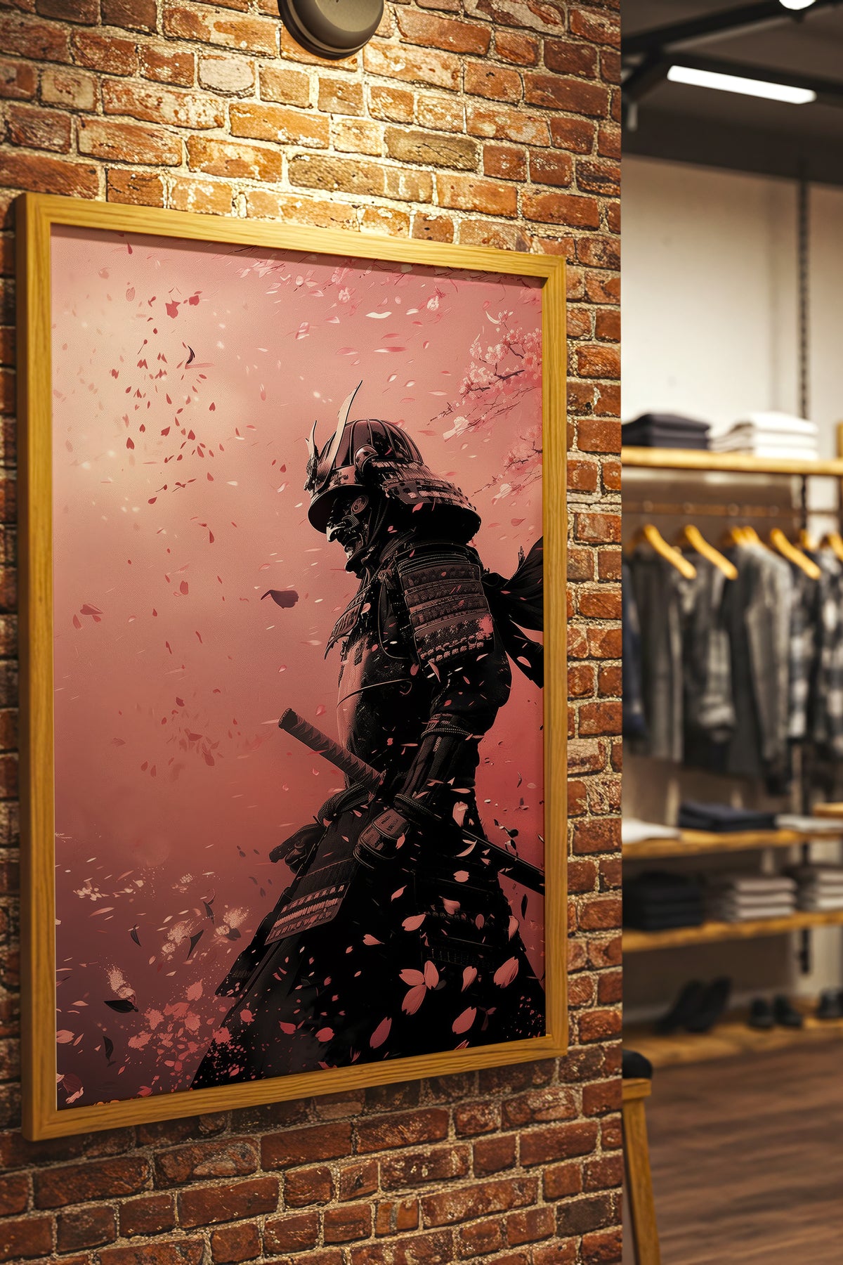 Cherry Blossom Samurai Print - Sakura Petal Pink Poster | Samurai Legacy
