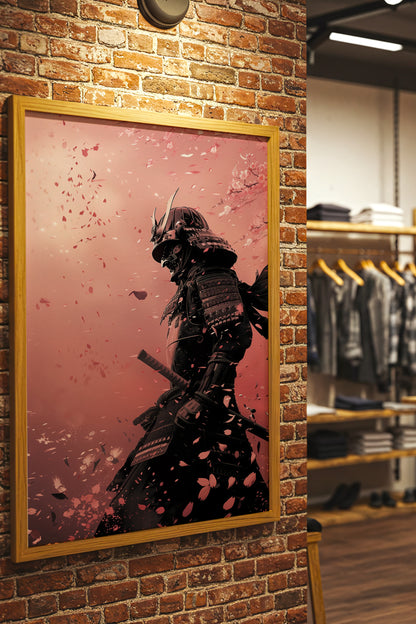 Cherry Blossom Samurai Print - Sakura Petal Pink Poster | Samurai Legacy