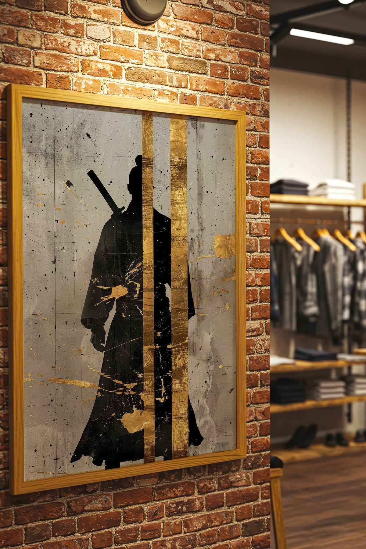 Gold Leaf Samurai Print - Abstract Japanese Art Poster | Samurai Legacy