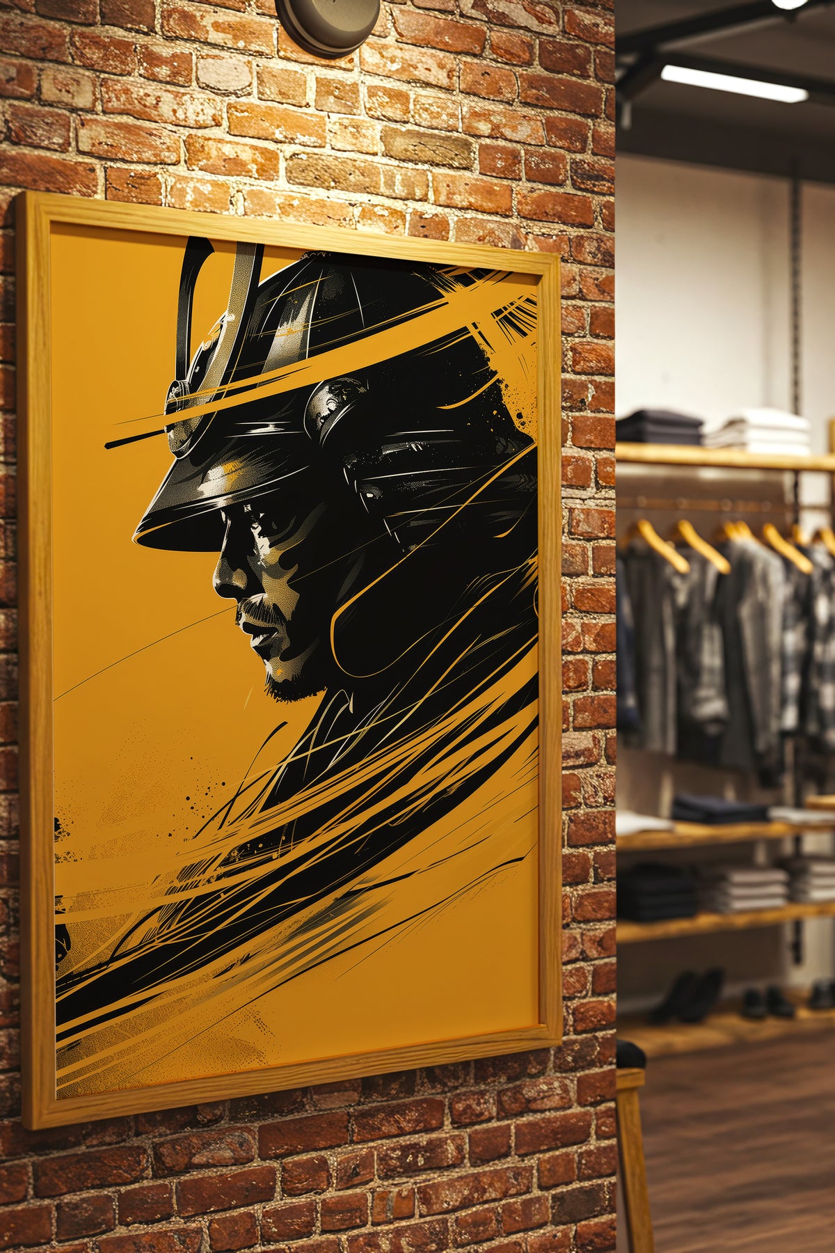 Silent Resolve Samurai Helmet Print - Dynamic Amber Warrior | Samurai Legacy