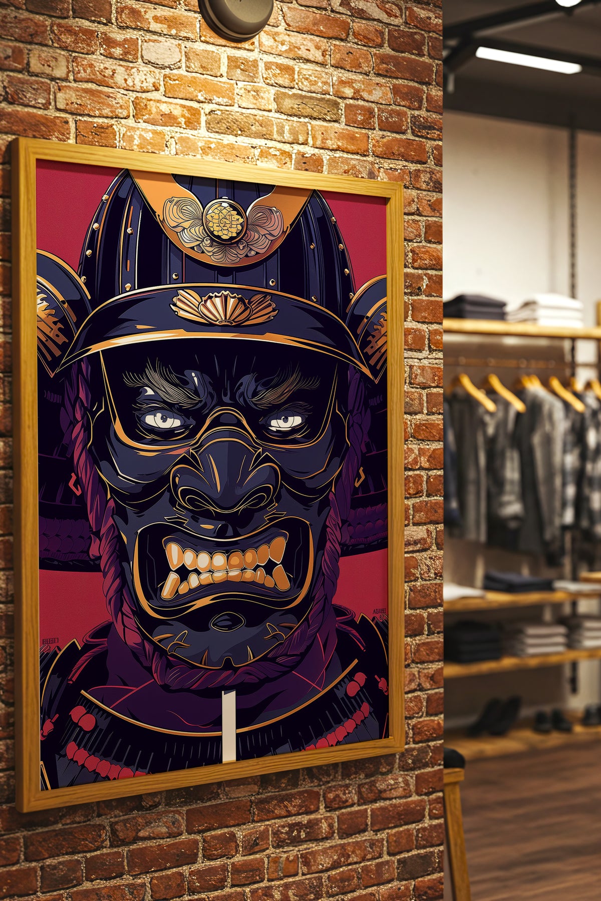 Fierce Guardian Oni Samurai Print - Bold Red & Navy Shogun Armor | Samurai Legacy