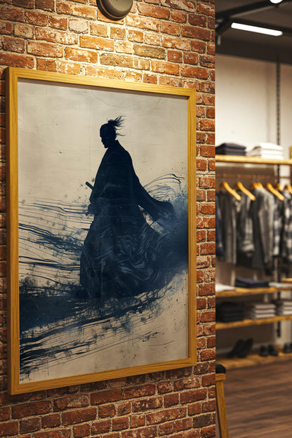 Walking Samurai Silhouette Art Print - Indigo Ink Movement | Samurai Legacy