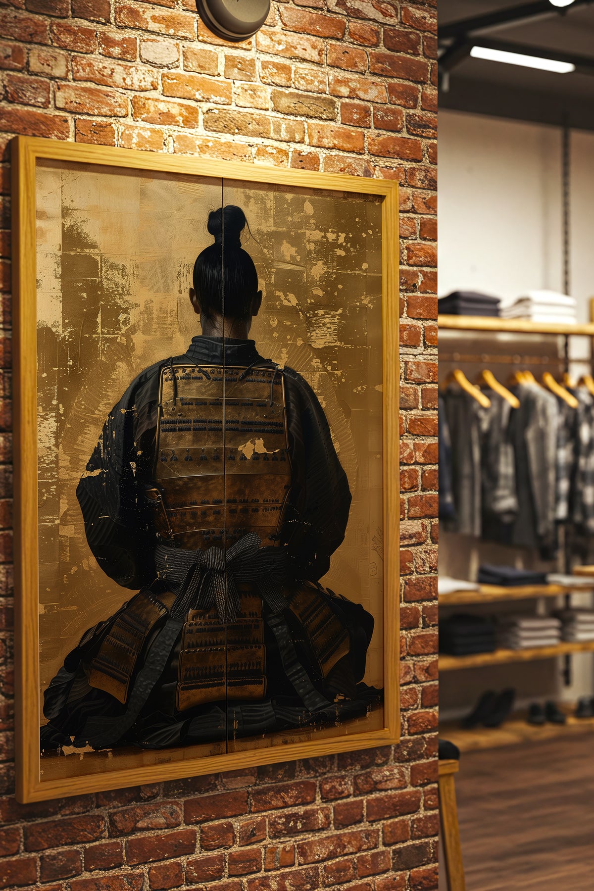 Seated Samurai Armor Poster - Gold Leaf Japanese Wall Art | Samurai Legacy