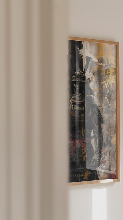 Gold Leaf Street Samurai Print - Mixed Media Poster | Samurai Legacy
