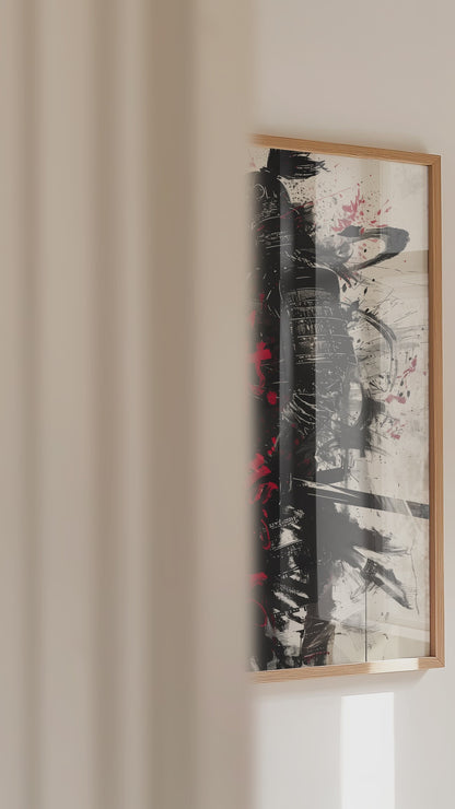 Calligraphy Splatter Samurai Armor Print - Ink Art Poster | Samurai Legacy