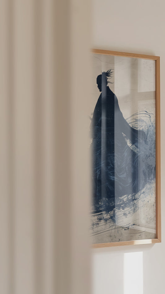 Walking Samurai Silhouette Art Print - Indigo Ink Movement | Samurai Legacy
