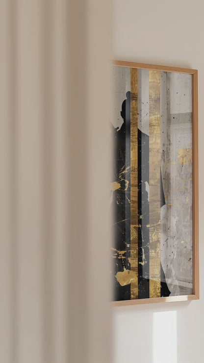 Gold Leaf Samurai Print - Abstract Japanese Art Poster | Samurai Legacy