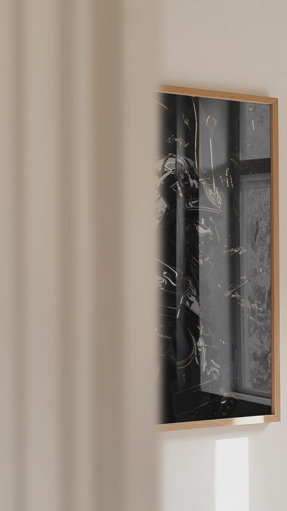 Black Lacquer Samurai Profile Print - Dark Armor Art | Samurai Legacy