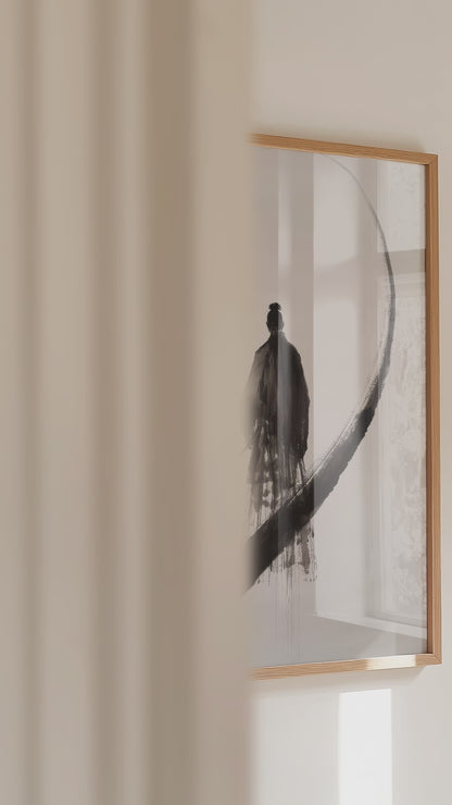 Enso Crescent Samurai Print - Minimalist Ink Poster | Samurai Legacy