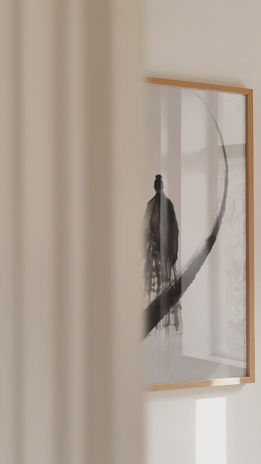 Enso Crescent Samurai Print - Minimalist Ink Poster | Samurai Legacy