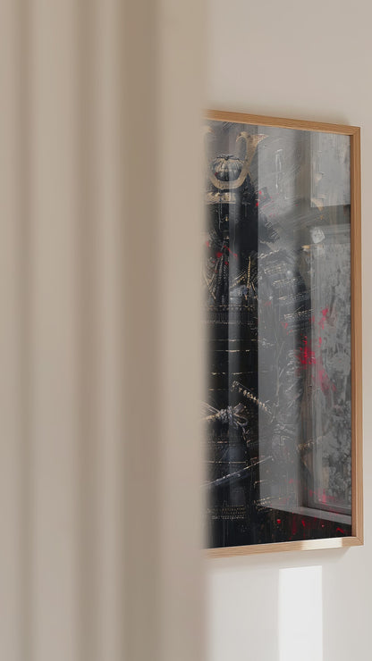Dark Armor Samurai Katana Print - Impasto Gold Poster | Samurai Legacy